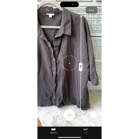 Eileen Fisher Black Button down linen cotton blend, XL $168 D11 - Picture 6 of 8